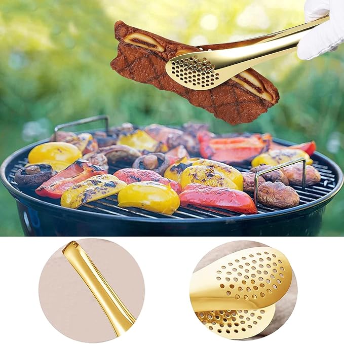 11 PCS Serving Utensils, Large Stainless Steel Spoons Forks Tongs, Pie Server, Great for Hostess Buffet Catering Banquet Party, Gold
