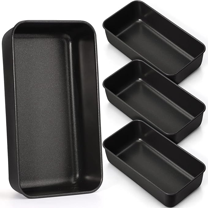 LIANYU 4 Pack Nonstick Loaf Bread Pan for Baking, 9x5 Inch Bread Loaf Baking Pan, Stainless Steel Meatloaf Pan Tin for Homemade, Dishwasher Safe