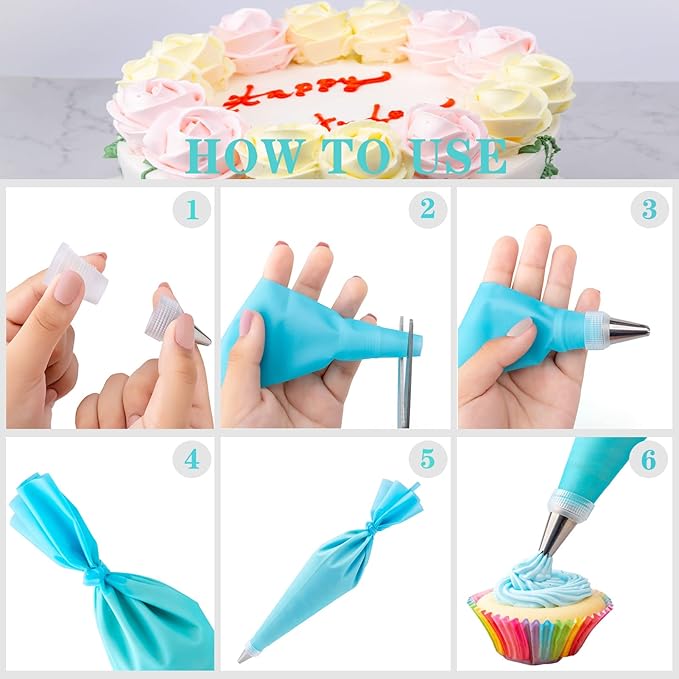 Cake Decorating Supplies Kit Tools 356pcs, Nifogo Baking Accessories with Cake Turntable, Pastry Piping Bag, Piping Icing Tips for Beginners