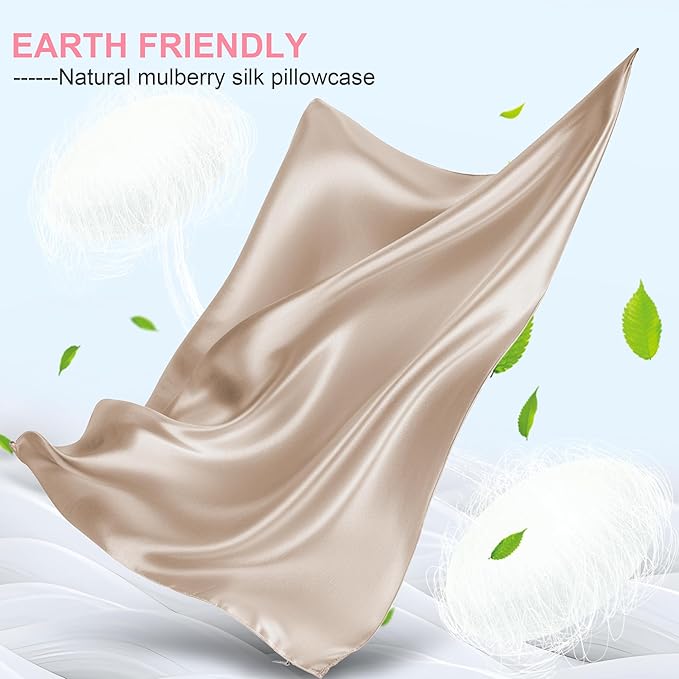 Silk Body Pillow Cover with Zipper, Mulberry Silk Pillow Cases Body Size Ultra Smooth and Soft Breathable Cooling Silk Satin Body Pillowcase for Hair and Skin (20x54 Inches, 1 Pack)