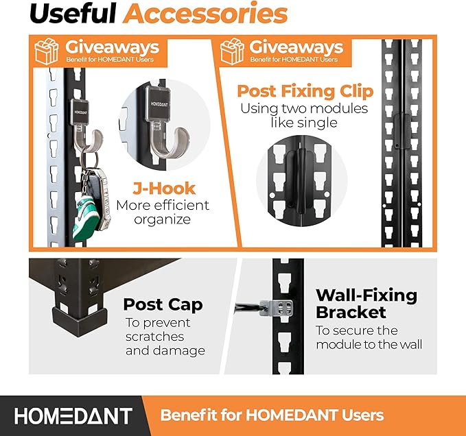 HOMEDANT 5 Tier Storage Shelves Adjustable Laminated Boltless Garage Metal Shelving Unit Heavy Duty Utility Rack Shelf Warehouse Pantry Closet Kitchen 35.9" W x 16.2" D x 71.3" H 4Pack