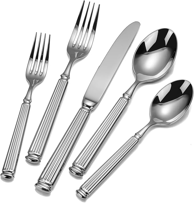 40-Piece Heavy Duty Silverware Set for 8, 18/10 Stainless Steel Forged Flatware Set, Extra Thick Heavy Weight, Ideal for Gift