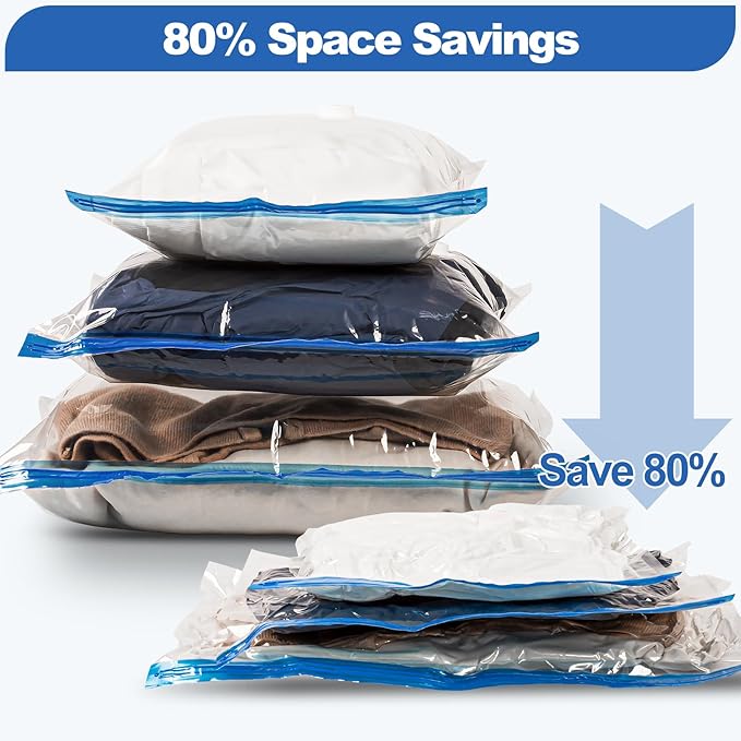 VMstr 15 Pack Travel Vacuum Storage Bags with USB Pump, Vacuum Packing Seal for Luggage and Suitcase, Space Saver for Clothes and Clothing Travel