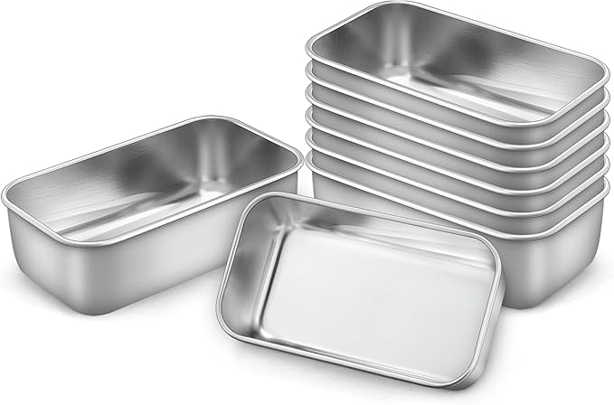 LIANYU Mini Loaf Pan for Baking Bread, 8 Pack 6.3 x 3.5 Inch Stainless Steel Small Bread Loaf Pan for Homemade Meatloaf, Tin Loaf Baking Pan Perfect for Banana Sourdough Sandwich, Dishwasher Safe