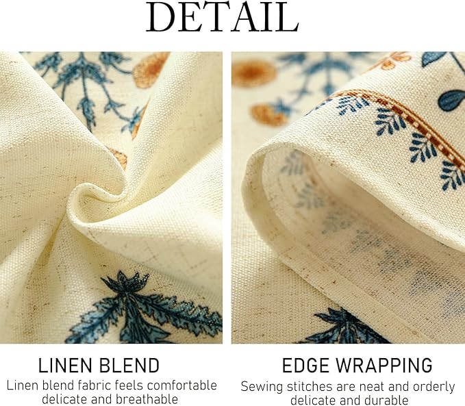 ISAENNE Designer French Pale Yellow Table Cloth for Rectangle Table,Linen Floral Tablecloth,Wrinkle Resistant Decor Tablecloths for Dining Thanksgiving Banquet Kitchen,55"*79"-Estevan A