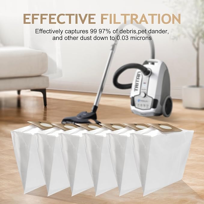 Compatible Replacement for Prolux Tritan Vacuum Bags,12 Pack HEPA Disposable Bags Made To Fit For Prolux Tritan Bagged Canister Vacuum Cleaner (12 Pack)
