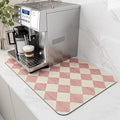 AMOAMI Coffee Mat Hide Stain Rubber Backed Absorbent Dish Drying Mat for Kitchen Counter - Fits Under Coffee Maker or Machine - PINK 16X24