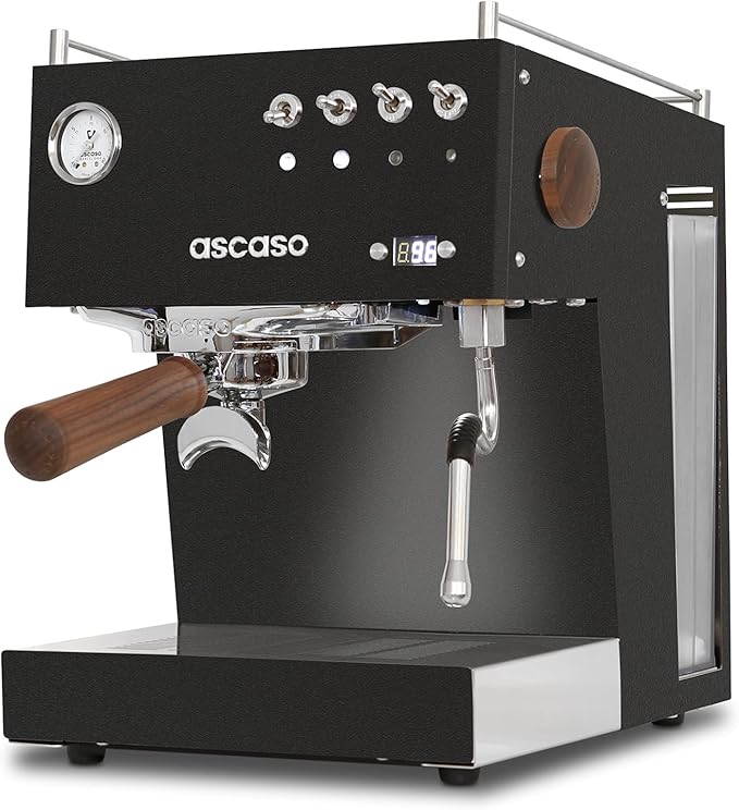 Ascaso Steel PID Programmable Espresso Machine w/Volumetric Controls, Single Thermoblock, 120V (SINGLE, BLACK)
