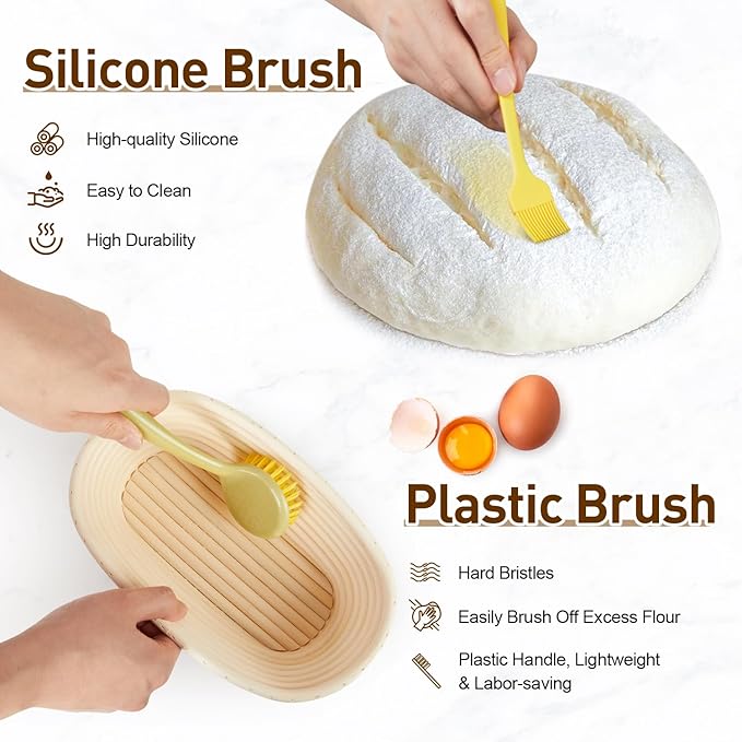 Banneton Bread Proofing Basket with 10 Inch Oval Bread Proofing Basket, Sourdough Banneton Basket for Artisan Baking, Sourdough Starter Kit & Sourdough Bread Baking Supplies for Home Bakers