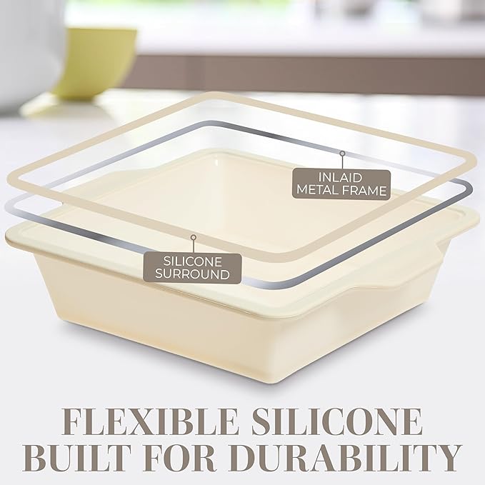 COOK WITH COLOR 17 Pc. Silicone Baking Pan Set - Non-Stick & Easy Clean Silicone Muffin Pans for Baking with Sturdy Metal Frame for Stability, Flexible Cake Molds, Includes Measuring Cups and Spoons