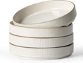 famiware Star 8.25" Pasta Bowls, Large Dinner Bowls Set of 4, Salad Bowl Plates, Shallow Bowls for Eating, White