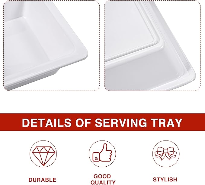 Blue Boat Divided Melamine Serving Platter Set of 3, Stackable, Easy to Clean, Dishwasher Safe, Housewarming Gift, All Seasons, Appetizer, Snack, Fruit, Cheese, Charcuterie (3, 14.5“ x 4.9“)