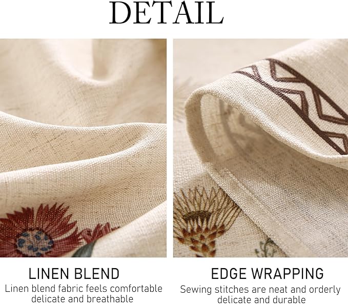 ISAENNE Designer Off White Linen Square Tablecloth,Floral Elegant Table Cloth,Stain Resistant Vintage Decor Tablecloths for Dining Thanksgiving Kitchen Christmas Party,67"*67"-Serenity G
