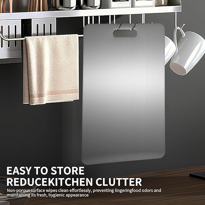 Katuchef Titanium Cutting Board 2025 New Upgrade Pure Titanium Cutting Boards for Kitchen Double Sided Cutting Boards Non Toxic,Hygiene Durable Chopping Board Suitable for Dishwasher Safe(M+L)