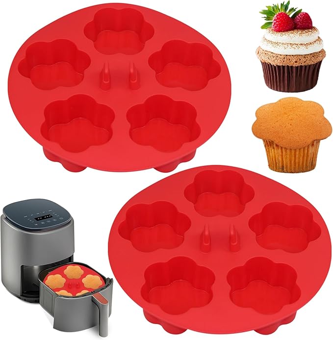2 pieces Silicone Air Fryer Muffin Pan Egg Bite Mold for Oven Baking,Mini Muffin Tins Cups Cake Tray for Air Fryer Liners Basket Instant Pot Accessories Baking Muffin Cakes Pancake Quiche