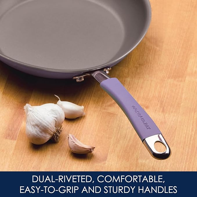 Rachael Ray Cucina Nonstick Cookware Pots and Pans Set, 12 Piece, Lavender Purple