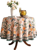 patdrea Designer Linen Small Round Table Cloth,Vintage Framhouse Oranges and Leaves Pattern Tablecloth,Decor Table Cover for Kitchen Dining Christmas,Thanksgiving,Party,Diameter 55"-Palladin a