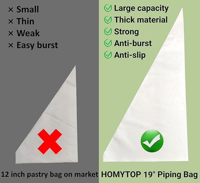 19 Inch Extra Large Piping Bags 200 Pack - Disposable Pastry Bags - Thick Anti-Burst Pastry Icing Frosting Piping Bags For Decorating Cupcakes Cakes Cookies (Large 19 Inch-200 Pack)