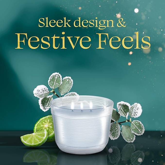 Glade 3-Wick Scented Candle Jar, Bergamot & Eucalyptus, Air Freshener Infused with Essential Oils, 6.8 Oz, 3 Count