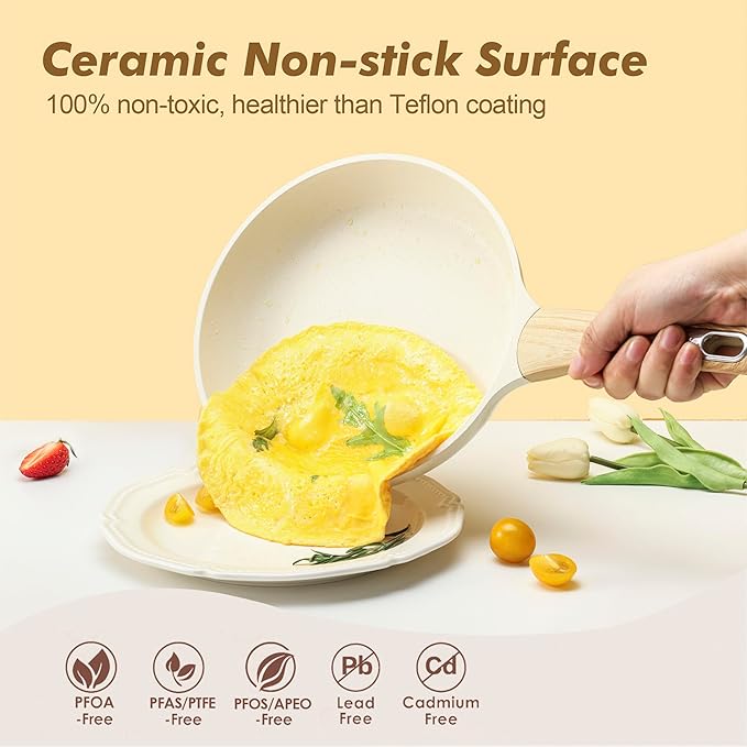 SENSARTE Ceramic Cookware Sets, Pots and Pans Set Non stick, Non toxic Healthy Induction Cookware, 26 Pcs Nonstick Kitchen Cooking Set, w/Frying Pans Set, Saucepans Set