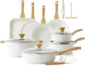 SENSARTE Nonstick Ceramic Cookware Set 23-Piece, Healthy Pots and Pans Set, Non-toxic Kitchen Cooking Set with Stay-Cool Handles, Silicone Utensils and Pot Protectors, PFAS & PFOA Free