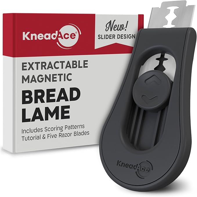 KneadAce Upgraded Magnetic Bread Lame, Professional Dough Scoring Tool with Extractable Blade, Sourdough Bread Tool for Baking, Includes Scoring Pattern Booklet & 5 Replaceable Razor Blades