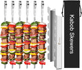 Kabob Skewers Stainless Steel Long BBQ Barbecue Skewers, Flat Metal Kebob Sticks Wide Reusable Grilling Skewers for Meat Chicken,Set of 9 Including 2 barbeecue rack with Storage Bag