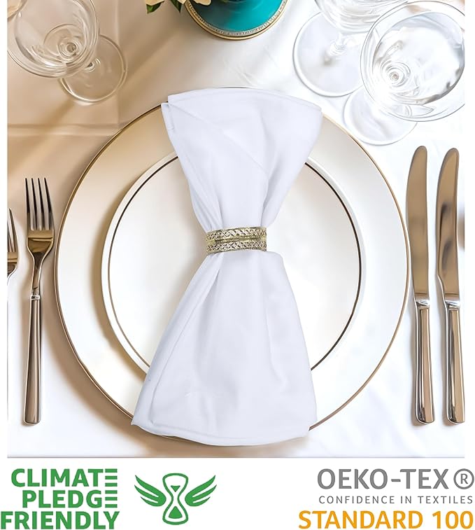 Urban Villa Cloth Napkins White Dinner Napkins Set of 12 (18X18 Inches) 100% Cotton Absorbent Washable Durable Reusable Cloth Napkins Ideal for Farmhouse Party Thanksgiving Harvest Fall Dinner Napkins
