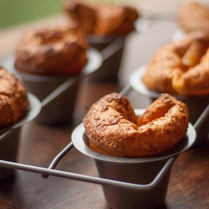 Fox Run Non-Stick Popover Pan, 6 Cup Yorkshire Pudding Pan, Grey