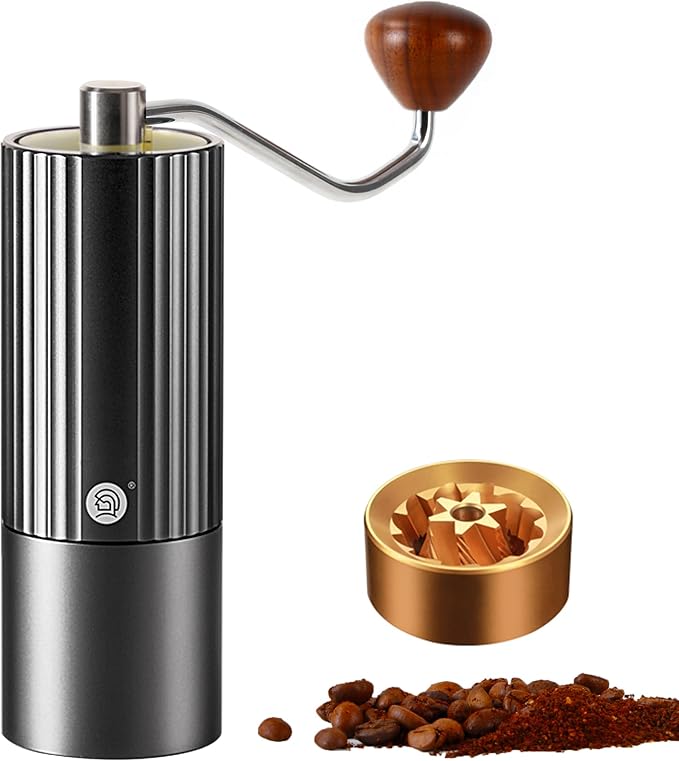 Z3 /Z3pro Coffee Bean Grinder, Hand Grinder with 6-Core CNC Stainless Steel Conical Burr,Double Bearing Positioning for Espresso,Pour Over,FrenchPress,Moka,Americano (Gray, Z3PRO)