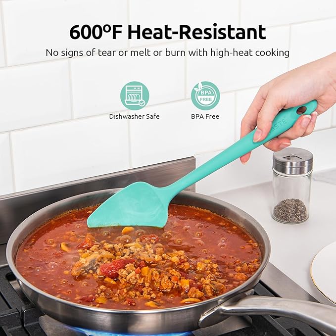 High Heat Resistant Silicone Spatula: U-Taste 600ºF Hot-Proof Food Grade Rubber Kitchen Baking Scraper, Flexible and Sturdy Cooking Utensil for Mixing Scraping in NonStick Cookware (4PCS, Multicolors)