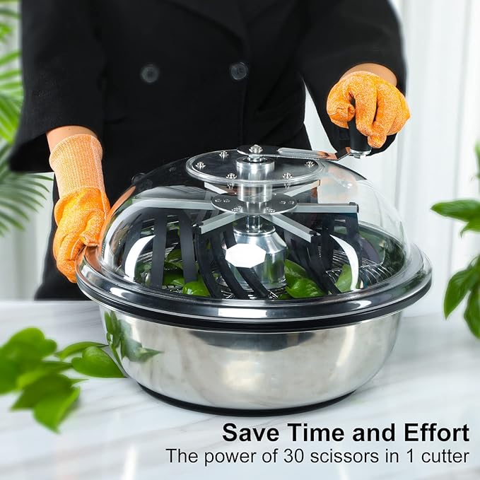 MELONFARM 13 in Bud Leaf Bowl Trimmer, Bowl Trimmer with Switchable Stainless Steel Blades & Clear Visibility Dome, Hand Twist Spin Cutting Bud Trimmer for Buds, Flowers, Hydroponics Plants
