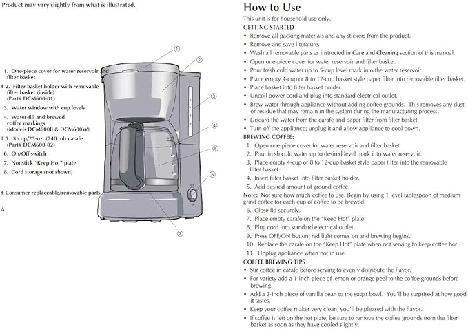 BLACK+DECKER 5-Cup Coffeemaker, Black, DCM600B
