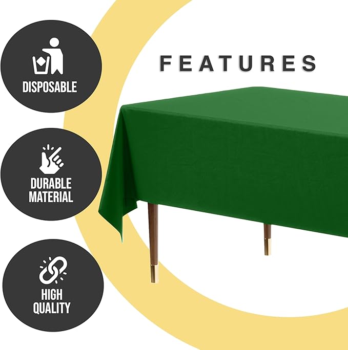 Party Solids 66% Thicker Premium Plastic Table Cloth Rectangle Table Cover 0.5 Mil 12 Pack Emerald Green Table Cloth 54 Inch x 108 Inch Disposable Tablecloth Won't Tear Easily Like Cheap Thin Brands