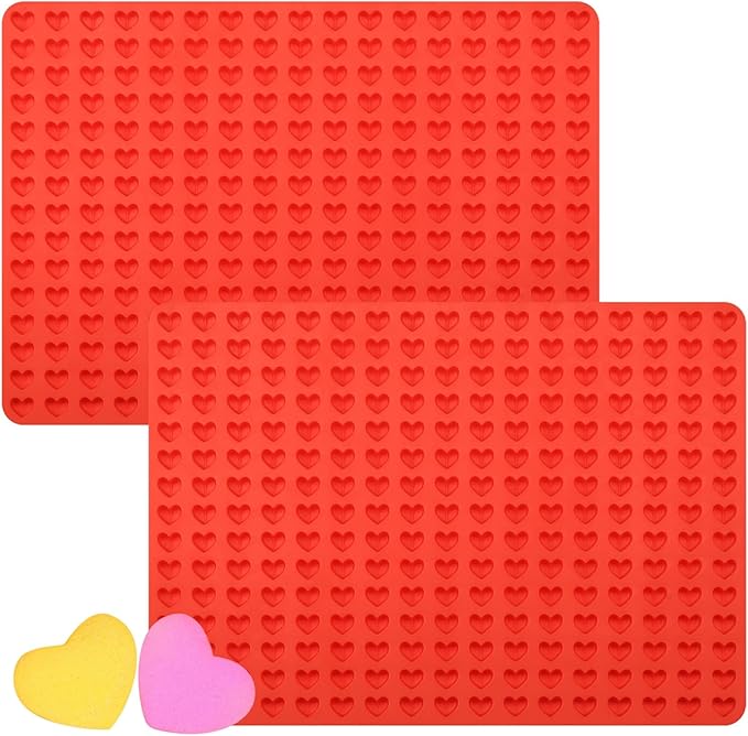 2 Pcs Mini Silicone Heart Molds, 255-Cavity Heart Shaped Chocolate Molds for Baking, Candy, Wax Melts Beads, Ice Cubes, Homemade Dog Training Treats
