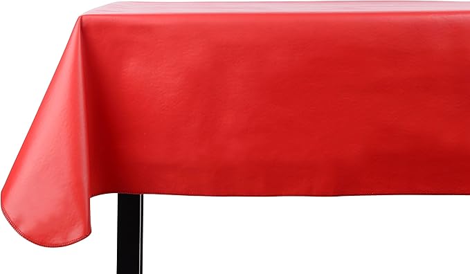 Yourtablecloth Heavy Duty Vinyl Rectangle or Square Tablecloth – 6 Gauge Heavy Duty Tablecloth – Flannel Backed – Wipeable Tablecloth with Vivid Colors & Many Sizes 52 x 52 Ruby Red