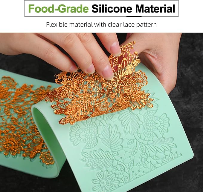 GROWTAIL Lace Molds Silicone,Cake Fondant Embossing Mat,Lace Molds for Cake Decorating Edible Lace