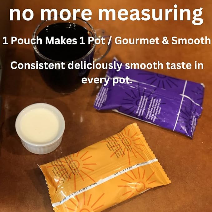 Ground Coffee | Gift Set Sampler Pack Variety Flavored Medium Roast Low Acid Mold Free Pouches | Gourmet Bulk Packets | Highest Rated Individual Premeasured Powder Bags for 12 Cup Drip Maker
