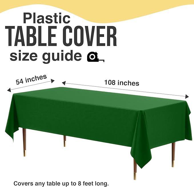 Party Solids 66% Thicker Premium Plastic Table Cloth Rectangle Table Cover 0.5 Mil 12 Pack Emerald Green Table Cloth 54 Inch x 108 Inch Disposable Tablecloth Won't Tear Easily Like Cheap Thin Brands