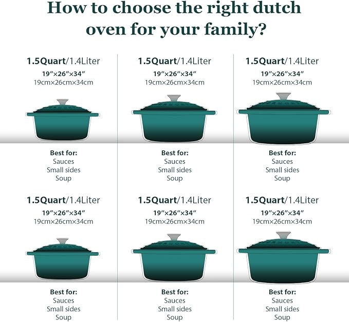 Overmont Enameled Cast Iron Dutch Oven - 7QT Pot with Lid Cookbook & Cotton Potholders - Heavy-Duty Cookware for Braising, Stews, Roasting, Bread Baking bottle green