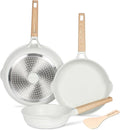 ESLITE LIFE Frying Pans Set Nonstick Skillets Set Egg Omelette Pans, Healthy Ceramic Coating Cookware Chef's Pan, Compatible with All Stovetops (Gas, Electric & Induction), PFOA Free (White,4-Piece)