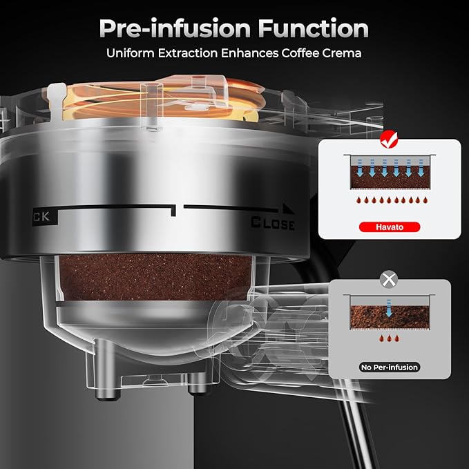 20 Bar Espresso Machine, Compact Espresso Coffee Maker with Milk Frother for Latte/Cappuccino, Auto Clean/40.5oz Removable Tank/Auto Shut-Off, Espresso Maker for Home/Office, Stainless Steel