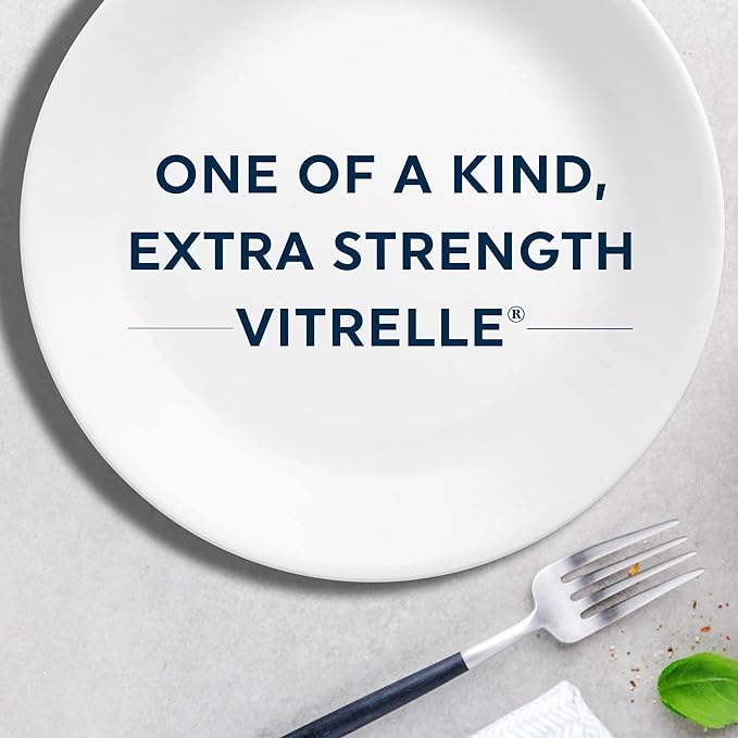 Corelle Vitrelle 8-Piece Dinner Plates Set Triple Layer Glass and Chip Resistant, Lightweight Round Plates, Winter Frost White