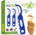 Spring Chef Stainless Steel Swivel Vegetable Peeler for Kitchen, Dishwasher Safe Potato Peelers with Comfortable Handle & Sharp Blades, Great for Apple, Carrot, Veggie, Fruit - Set of 2 - Sapphire