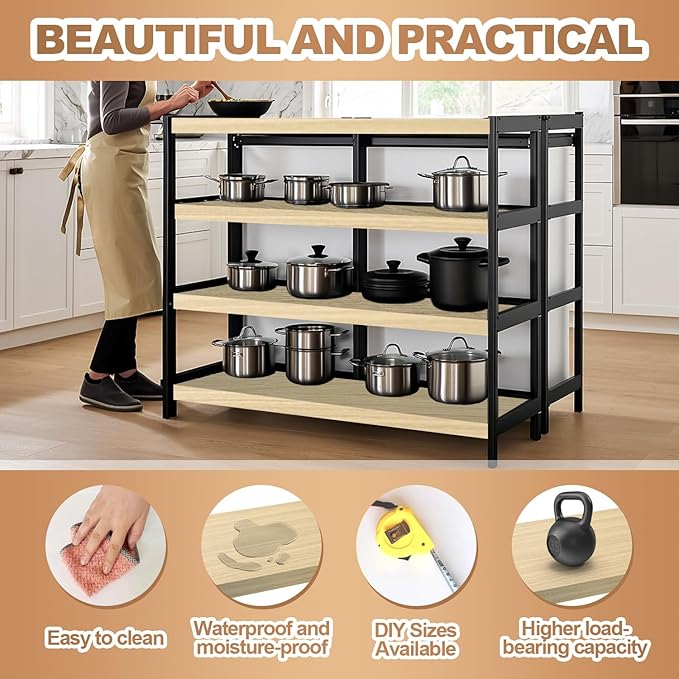 5 Pcs Wire Rack Covers 36x12x2.5 inch PVC Pantry Shelf Cover 0.31 inch Thick Removable Closet Wire Rack Shelf Covers,Decoration Kitchen Bathroom Office Shelving (Wood Color,36x12x2.5inch)
