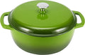 Amazon Basics Cast Iron Dutch Oven Pot with Lid, Enameled, Round, Dual Handles, Heavy-Duty, Large, 7.3-Quart, Green