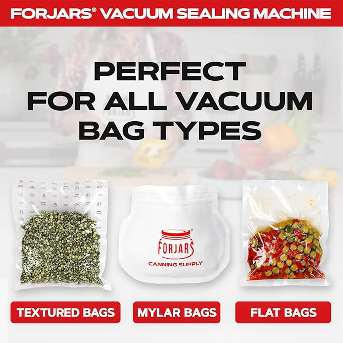 FORJARS Food Vacuum Sealer Machine with 20 Bags, High-Speed, Multi-Functional. Automatic Sealing for Dry and Wet Storage, Freshness Saving for Your Food, Perfect for Sous Vide Cooking and Kitchen Use