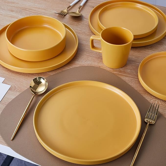 Stone lain Cleo Stoneware Dinnerware Set, 16-Piece Service for 4, Yellow
