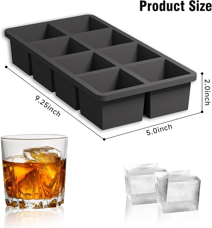 Samuelworld Premium Ice Tray Combo (16 Ice Cube/6 Ice Ball), New Upgraded Large Ice Sphere Maker Ice Cube Trays, Spill-Free Integrated Funnels, Whiskey Bourbon Cocktails Ice mold, Black(With Ice Bags)