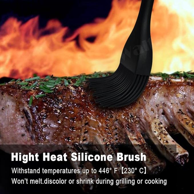 Walfos 3 Size Basting Brush, High Heat Resistant Silicone Pastry Brushes for Barbecue, Baking, Kitchen Cooking, Desserts- Strong Stainless Steel Core Technology